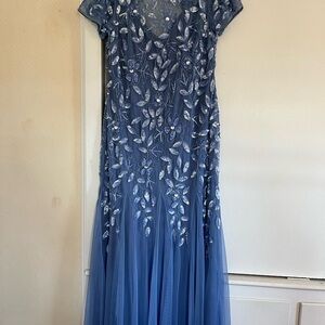 Adrianna Papell Blue Embroidered Wedding Dress